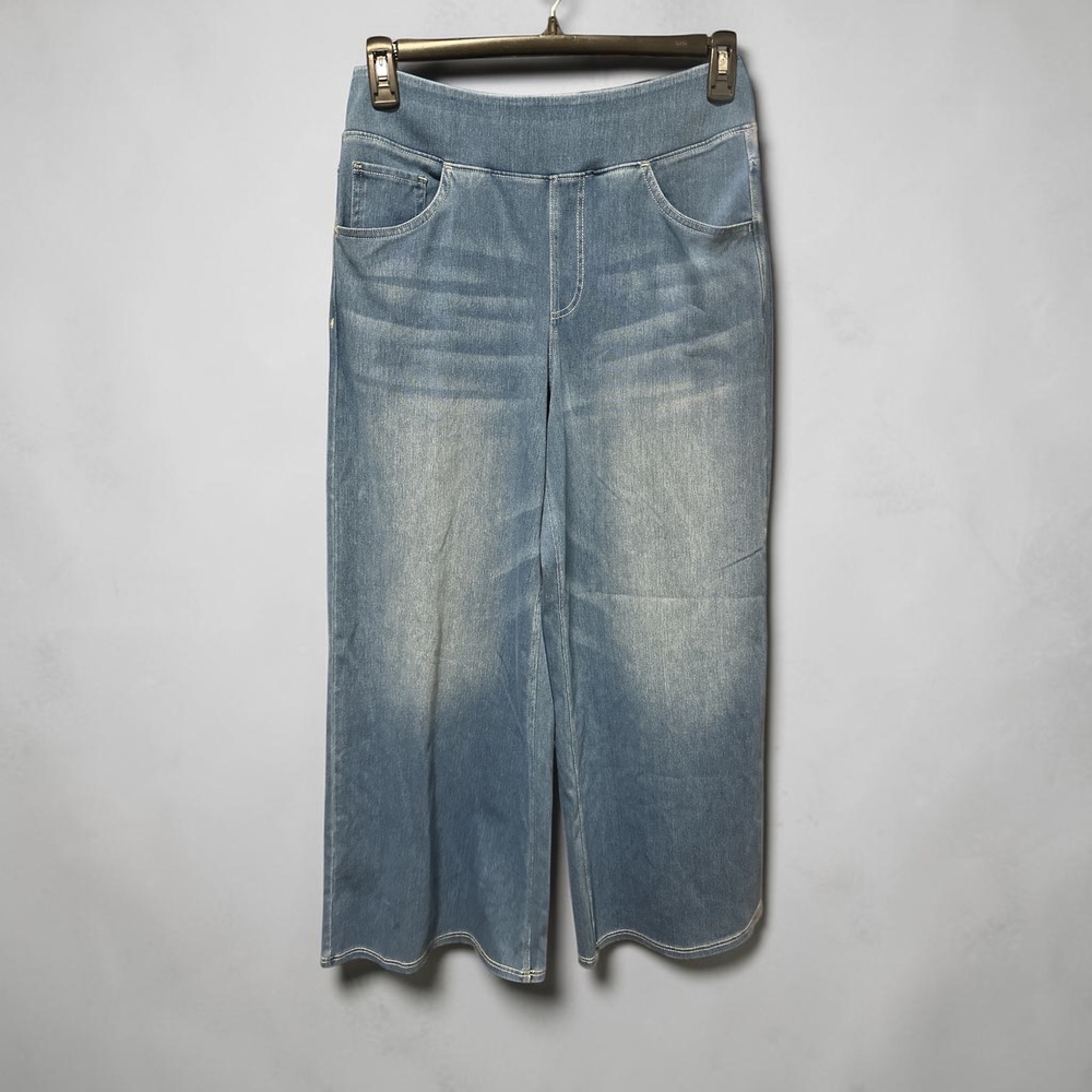 Halara Women Light Wash Wide Leg Denim Pull On Pants Petite Large Blue L